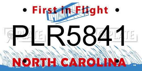 PLR5841 North Carolina License Plate