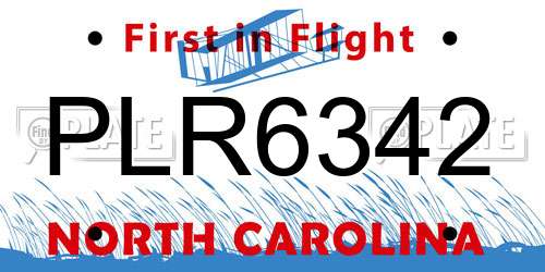 PLR6342 North Carolina License Plate