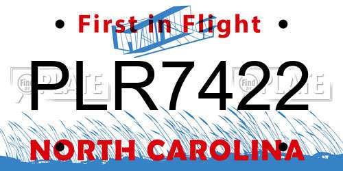 PLR7422 North Carolina License Plate