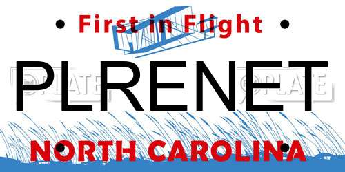PLRENET North Carolina License Plate