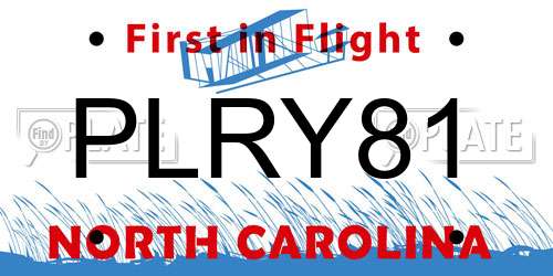 PLRY81 North Carolina License Plate
