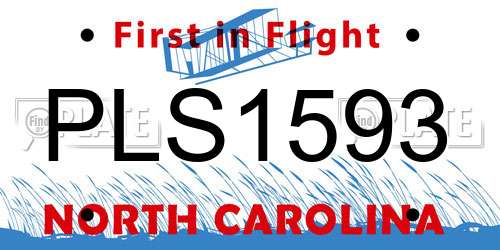 PLS1593 North Carolina License Plate