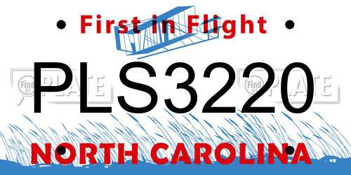 PLS3220 North Carolina License Plate