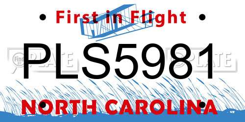 PLS5981 North Carolina License Plate