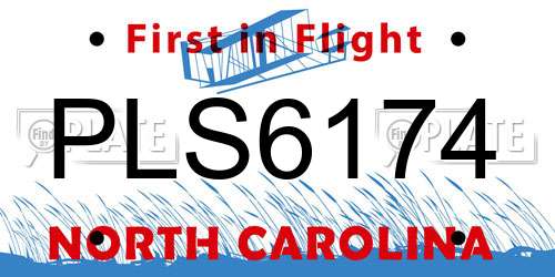 PLS6174 North Carolina License Plate