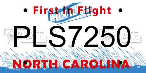 PLS7250 North Carolina License Plate