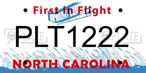 PLT1222 North Carolina License Plate