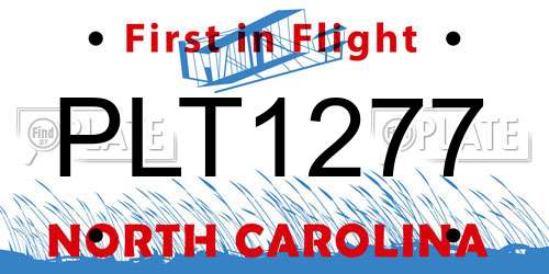 PLT1277 North Carolina License Plate