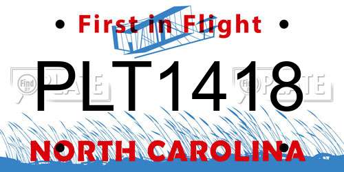 PLT1418 North Carolina License Plate