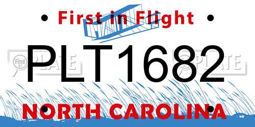 PLT1682 North Carolina License Plate