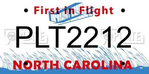 PLT2212 North Carolina License Plate