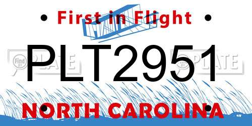PLT2951 North Carolina License Plate
