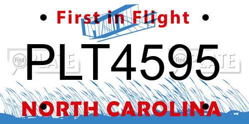 PLT4595 North Carolina License Plate