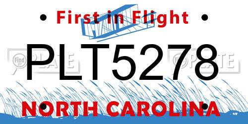 PLT5278 North Carolina License Plate