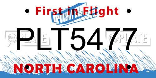 PLT5477 North Carolina License Plate