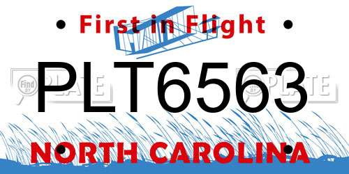 PLT6563 North Carolina License Plate