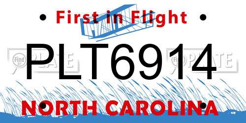 PLT6914 North Carolina License Plate