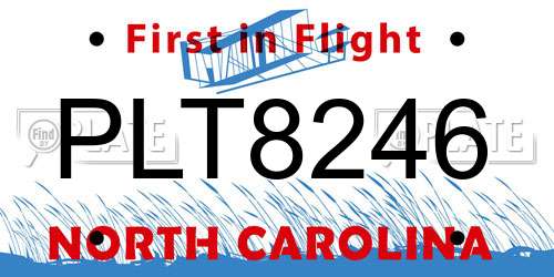 PLT8246 North Carolina License Plate