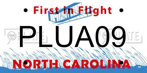 PLUA09 North Carolina License Plate