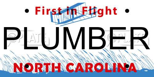 PLUMBER North Carolina License Plate