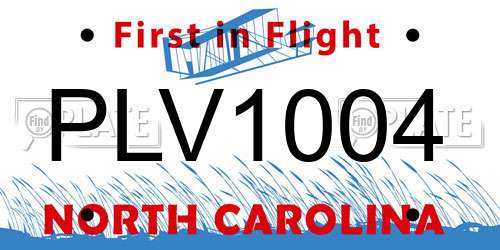 PLV1004 North Carolina License Plate