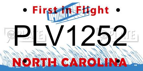 PLV1252 North Carolina License Plate