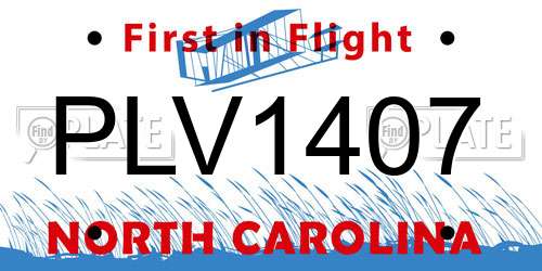 PLV1407 North Carolina License Plate