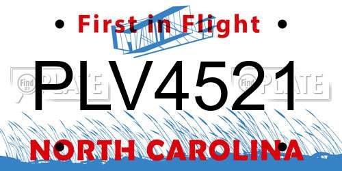 PLV4521 North Carolina License Plate