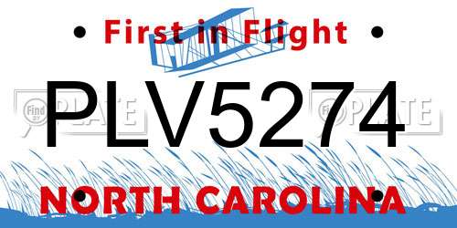 PLV5274 North Carolina License Plate