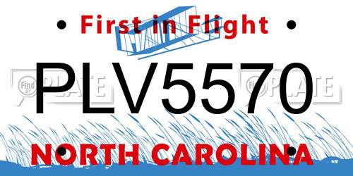 PLV5570 North Carolina License Plate