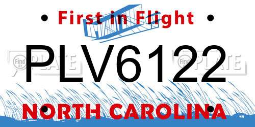 PLV6122 North Carolina License Plate