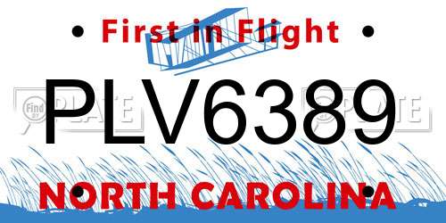PLV6389 North Carolina License Plate