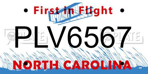 PLV6567 North Carolina License Plate