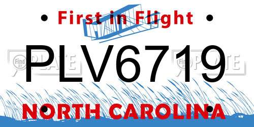 PLV6719 North Carolina License Plate