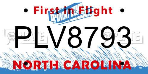 PLV8793 North Carolina License Plate