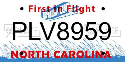 PLV8959 North Carolina License Plate