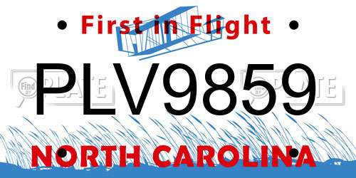 PLV9859 North Carolina License Plate