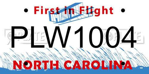 PLW1004 North Carolina License Plate