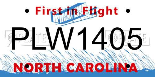 PLW1405 North Carolina License Plate