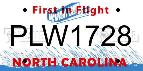 PLW1728 North Carolina License Plate