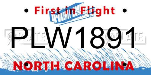 PLW1891 North Carolina License Plate