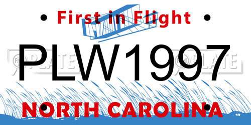 PLW1997 North Carolina License Plate