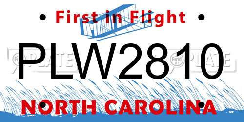 PLW2810 North Carolina License Plate