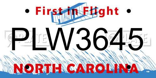 PLW3645 North Carolina License Plate