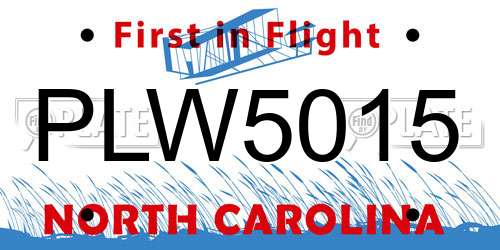 PLW5015 North Carolina License Plate