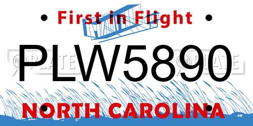 PLW5890 North Carolina License Plate