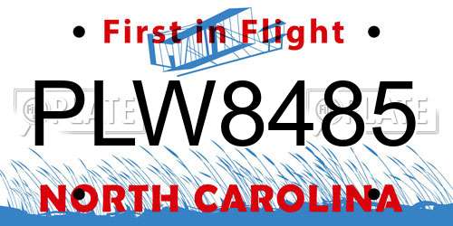PLW8485 North Carolina License Plate