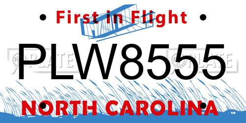 PLW8555 North Carolina License Plate