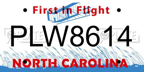 PLW8614 North Carolina License Plate