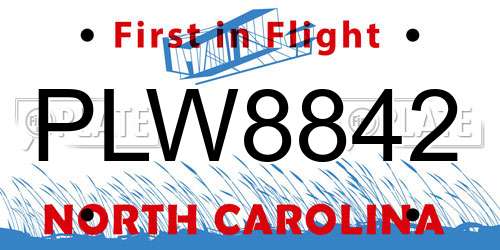 PLW8842 North Carolina License Plate
